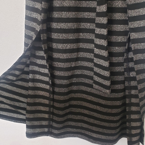 Modcloth Womens Short sleeve Gray Black Striped Tie Waist Maxi Dress Size M - Picture 2 of 8